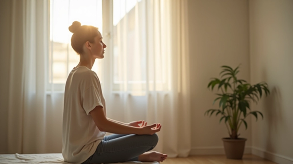 Pessoa em meditação matinal próxima a uma janela com luz natural